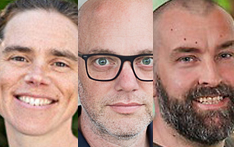 Tre porträttbilder: Frida Bender, Thorsten Mauritsen, Magnus Hieronymus.